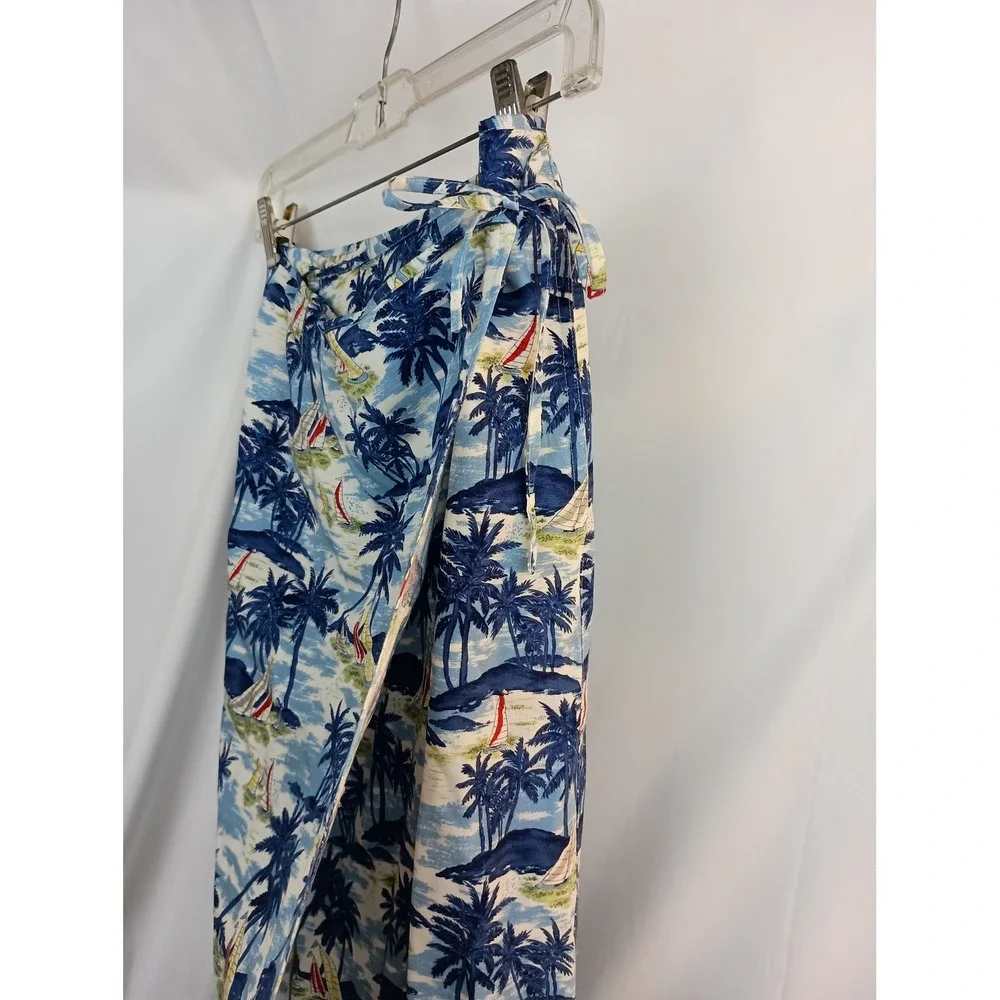 vintage boho vacation travel Hawaiian Boat wrap‎ tie maxi 10P artsy beach skirt